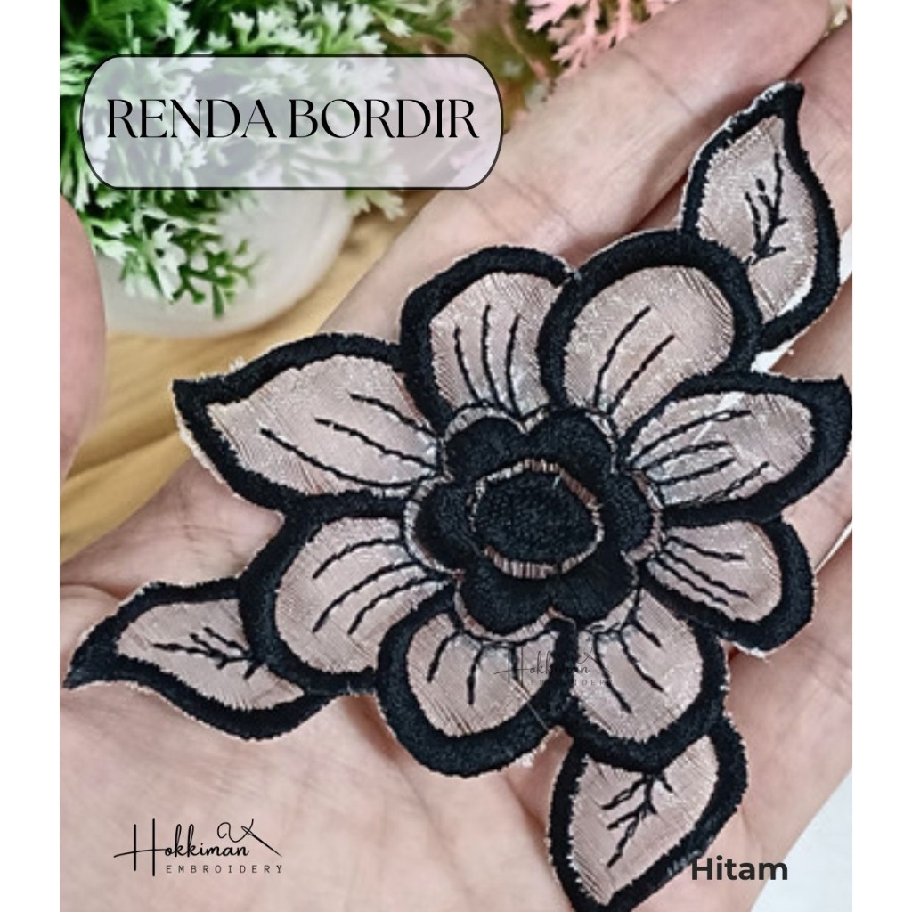 Hokkiman Bordir Patch Renda Bordir Motif Bunga Kecil - Aksesoris Bordir Baju / Gamis
