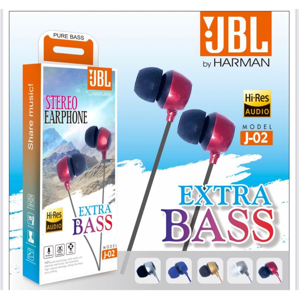 Handset / Handsfree Earphone JBL J-02 ORIGINAL BY HARMAN FULL BASS+ SUPER MEGABIGBAS