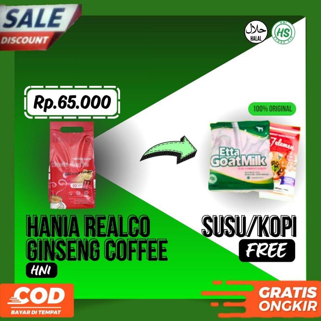 

HANIA REALCO GINSENG COFFEE HNI HPAI 10 SACHET - FREE SUSU/KOPI