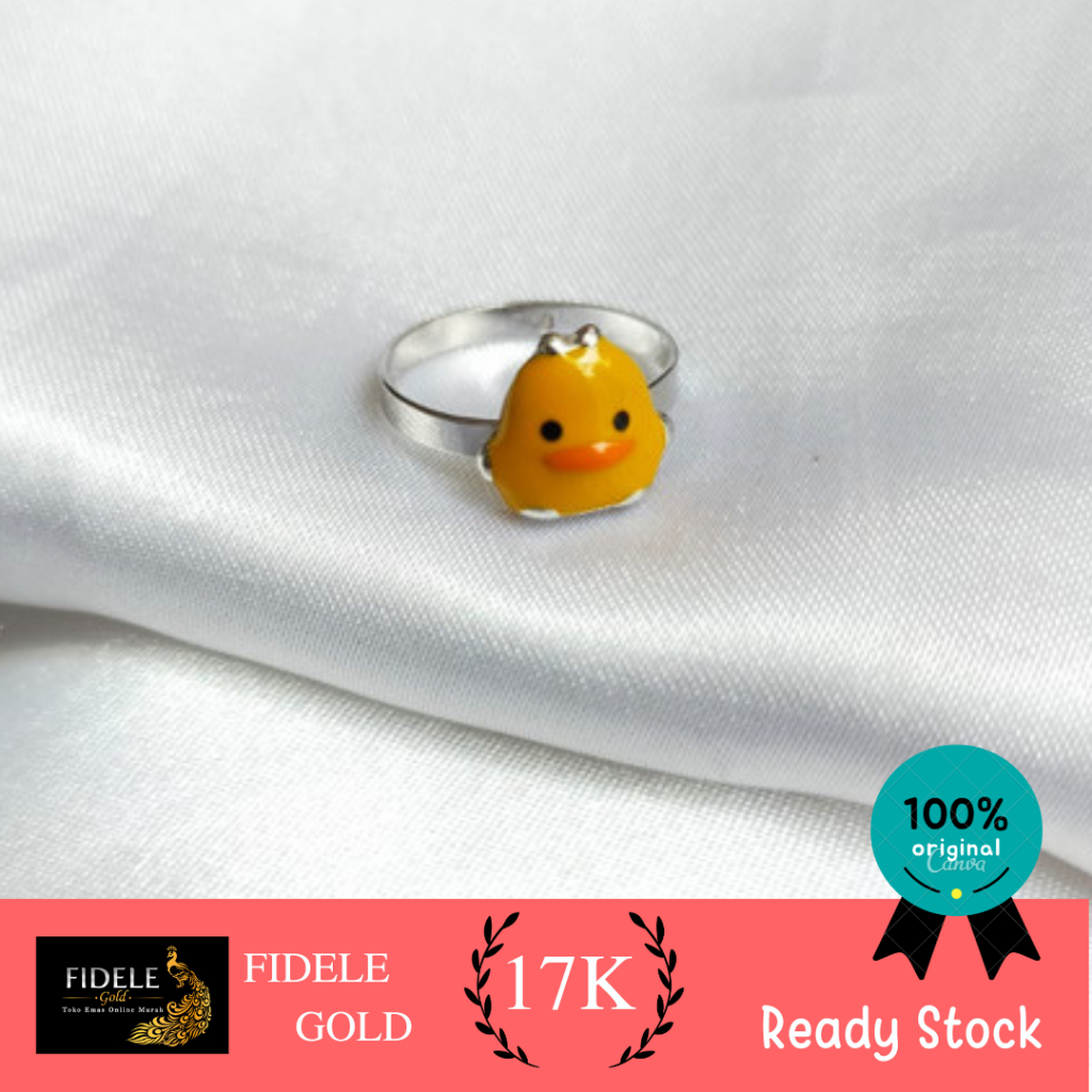 Cincin anak remaja donald duck fashion emas 17k 750
