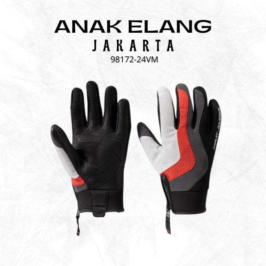 Sarung tangan Harley-Davidson Men's Dyna Knit Mixed Media Gloves - Black Beauty & High Risk Red 9817