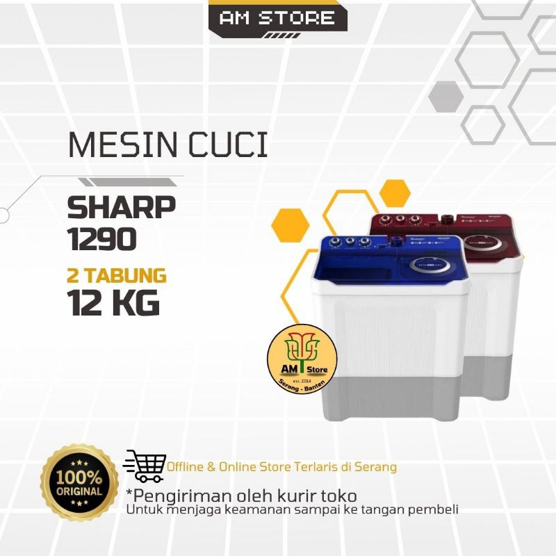 Mesin Cuci Sharp 1290 12kg (2 Tabung)