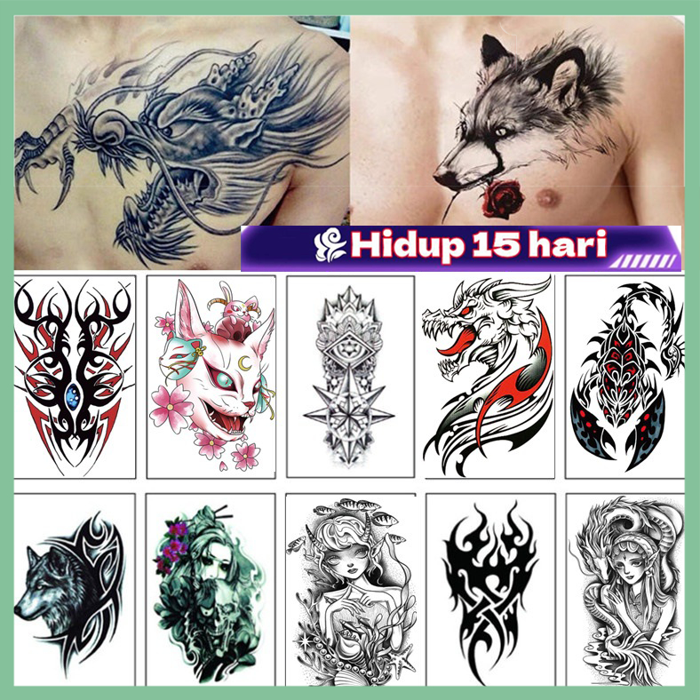 Geometris, persegi, tato, tato, tato temporer, tinta kertas bali, tahan air, tinta buah aman untuk t