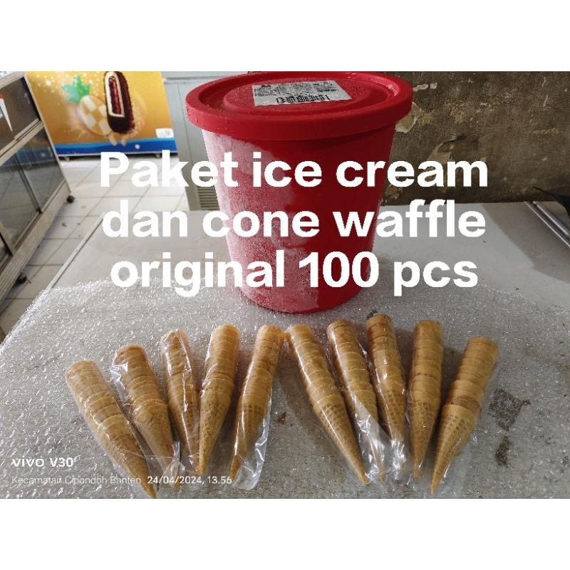 

ICE CREAM DIAMOND 3 RASA NEOPOLITAN PAKETAN CONE CORNELO WAFFLE ORIGINAL100 PCS