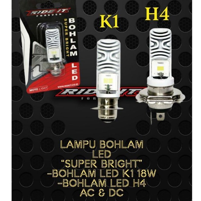 LAMPU LED MOTOR RIDE IT AC DC 18 WATT SUPER BRIGHT DOP K1 UNTUK MOTOR BEBEK / MATIC