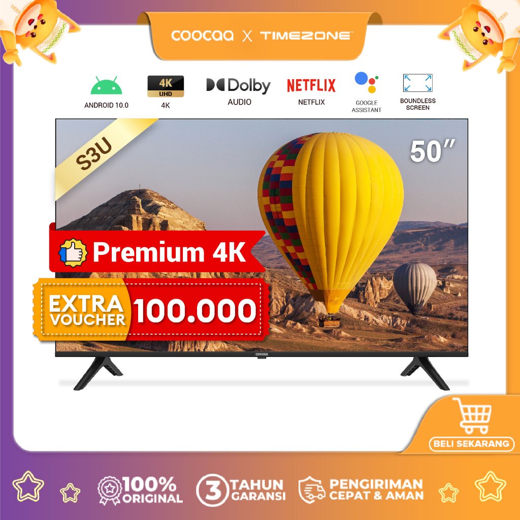 NEW COOCAA 50 inch ANDROID-Smart TV-4K UHD-Dolby Audio (Coocaa 50S3U)