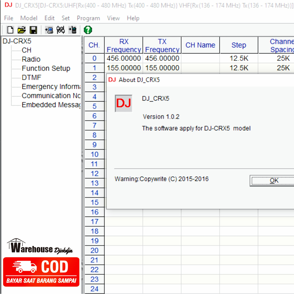 Programming Software Handy Talkie Alinco CRX-5 CRX5 CRX 5.