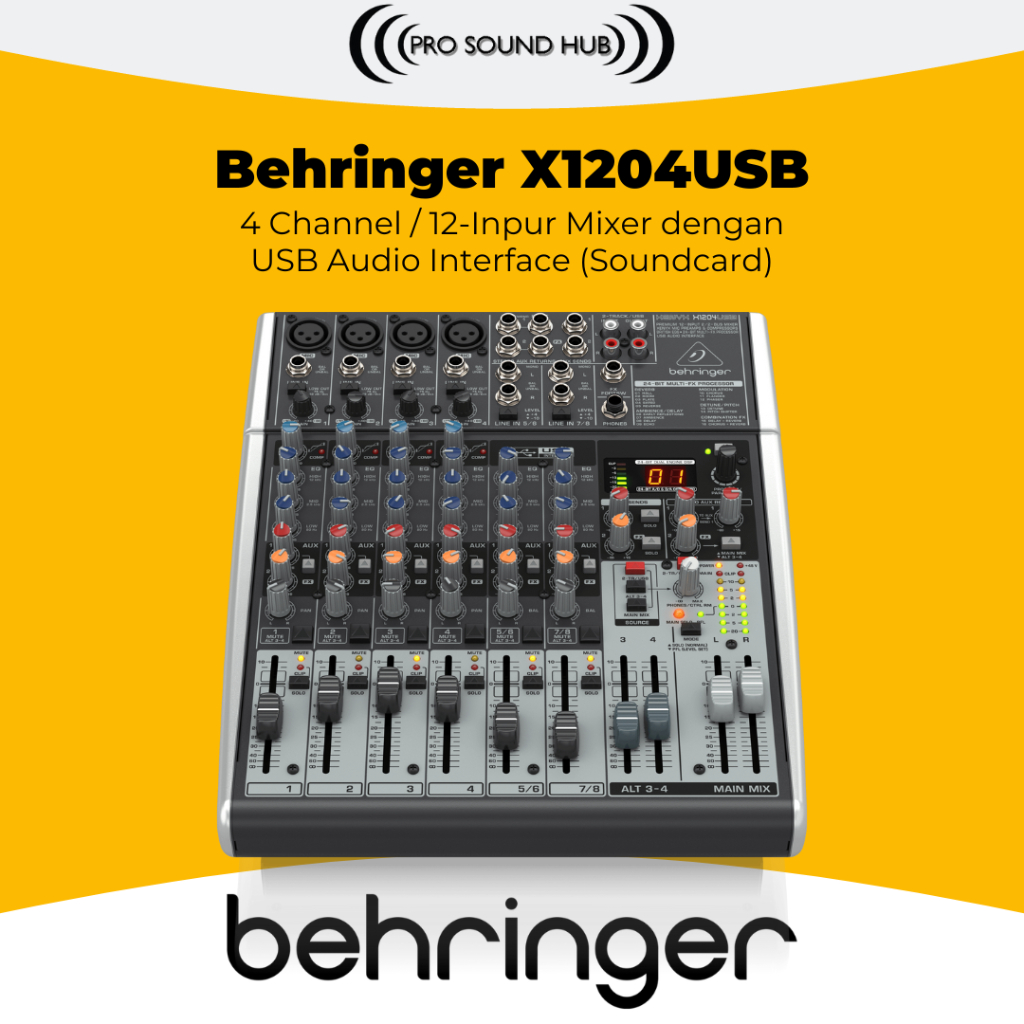 Behringer X1204USB Mixer 4 Channel 8 Input Soundcard USB Audio Interface X 1204 USB