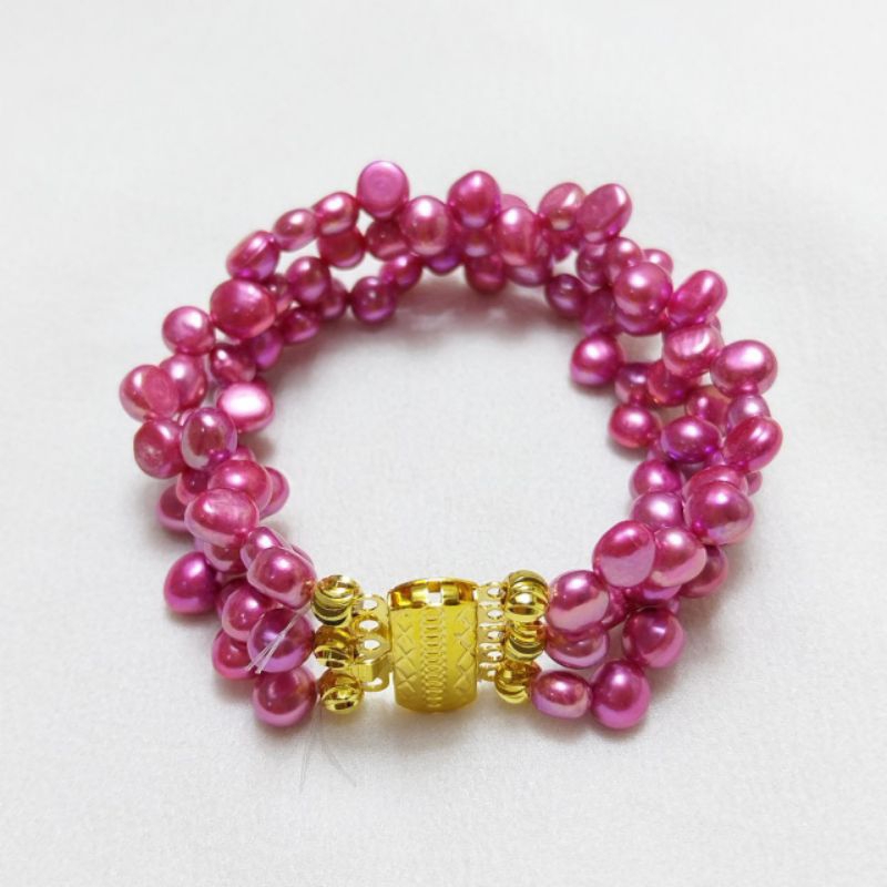 GELANG MUTIARA AIR TAWAR BAROK PIPIH, BERSERTIFIKAT,  KADO ULTAH ISTIMEWA SPESIAL UNTUK WANITA, LOMB