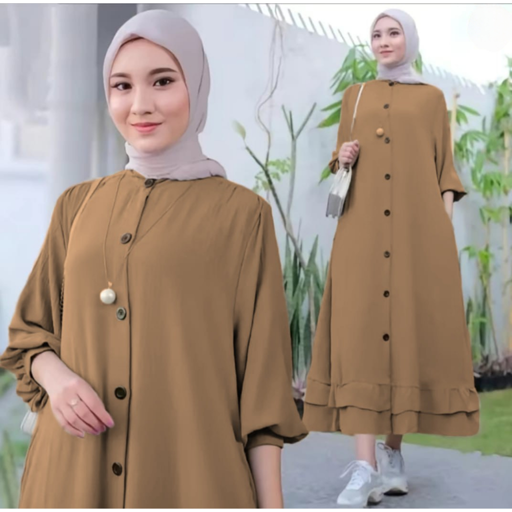 SHARENA DRESS CRINKLE PREMIUM MODEL TERBARU 2025 GAMIS SIMPLE BAJU GAMIS POLOS FASHIONABLE DAN TREND