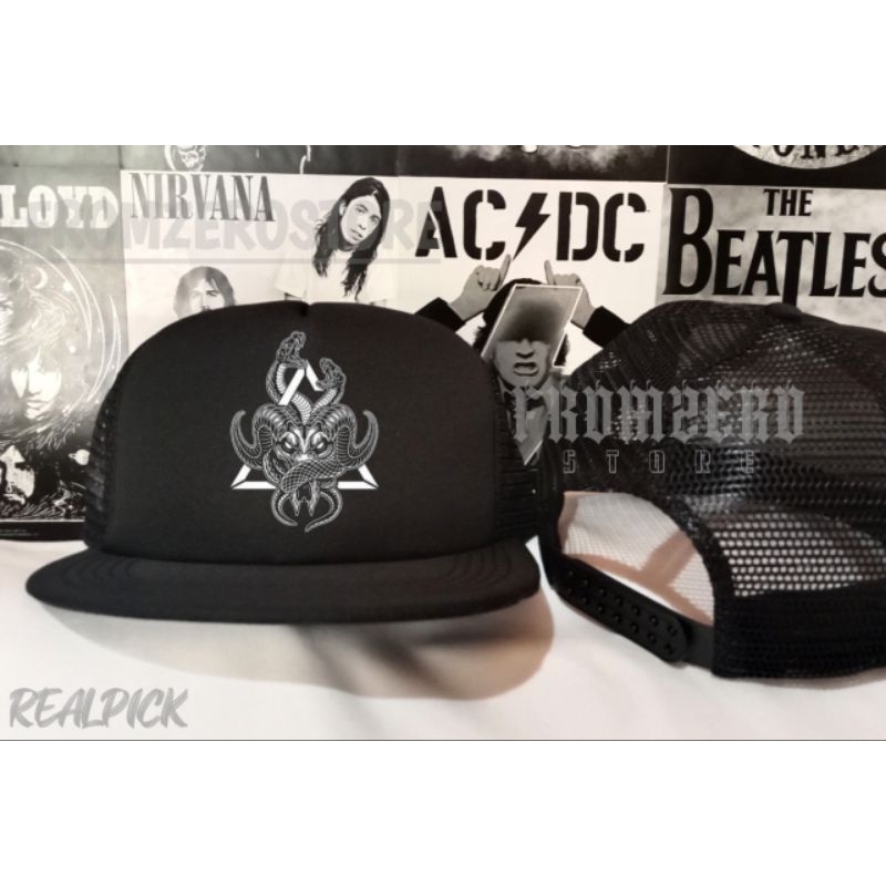 Topi Snapback Jaring Terbaru- Topi truckle datar Logo DEADSQUAD X CATHARSIS