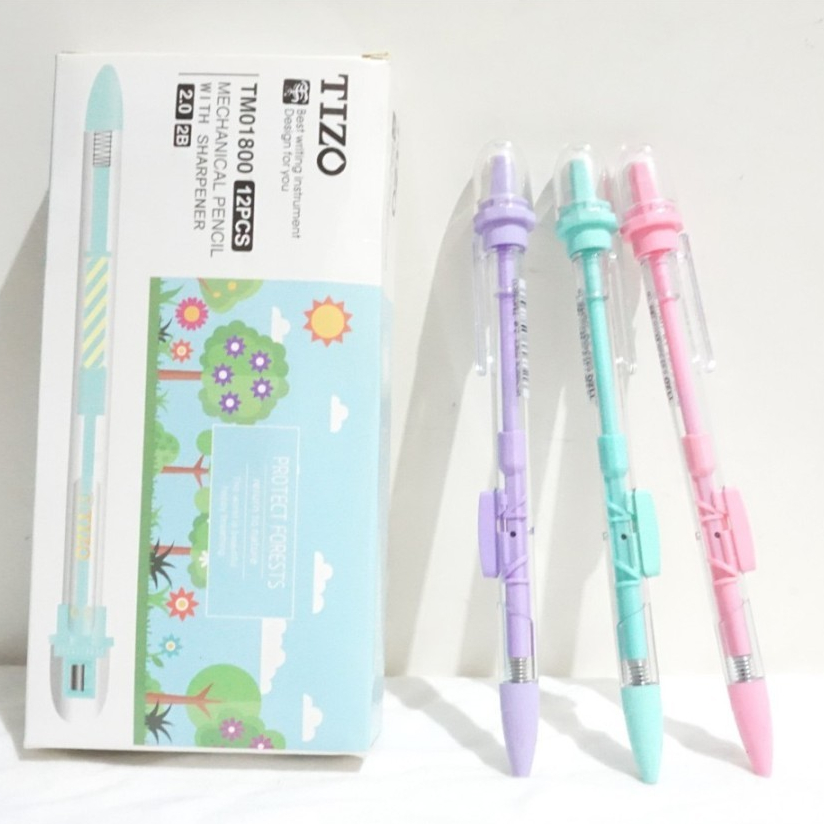 

Tizo TM01800 2.0 mm 1 Lusin 1 Pak 12Pcs Mechanical Pencil Pensil Mekanik Dengan Rautan