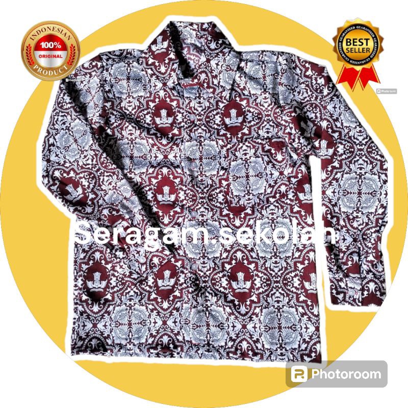 BAJU SERAGAM SEKOLAH BATIK SD/BATIK BUNGA BANGSA MERAH/SERAGAM SD/KEMEJA BATIK/BAJU ANAK