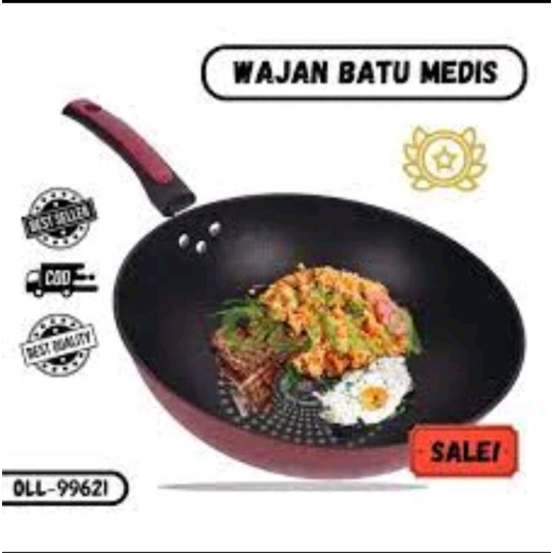 WAJAN BATU MEDIS 32cm PANCI ANTI LENGKET