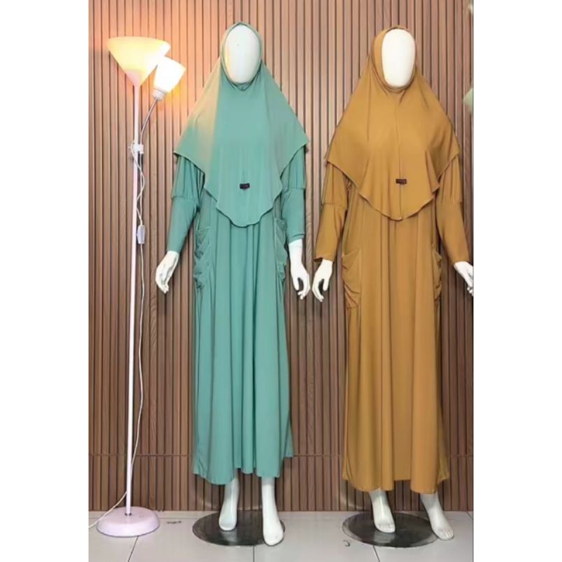 abaya set hijab jumbo Ld 130 bahan jersey zoya