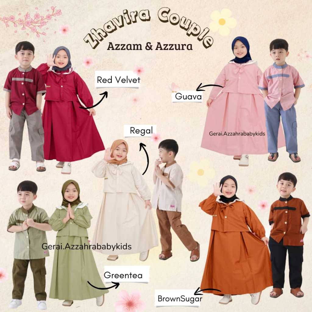 ORIGINAL by Zhavira Babykids Couple Kids Gamis AZZURA dan Koko AZZAM