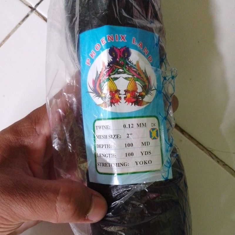 jaring burung senar hitam ukuran 2 inch 0.12 100md/100yds atau lubang 2 jari lebar ±5m panjang ±90 j