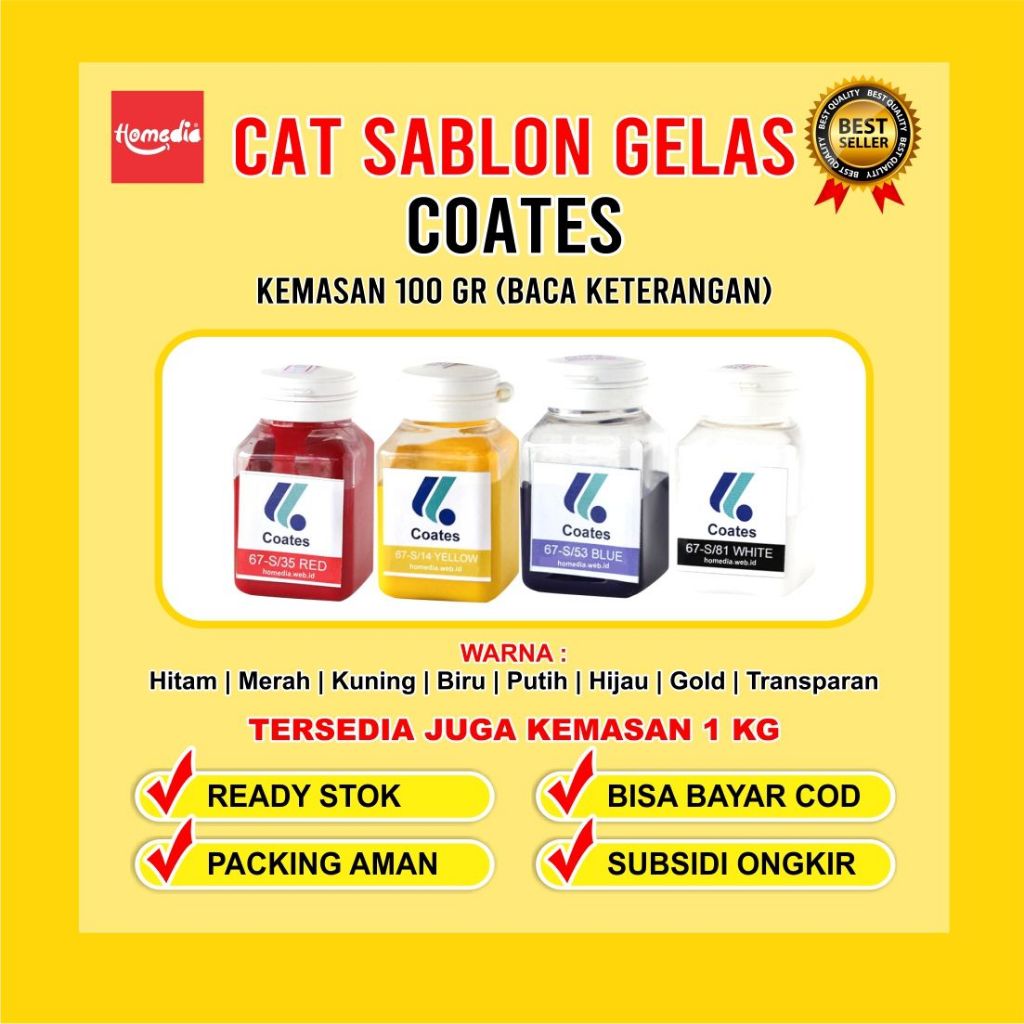 Cat Sablon Gelas COATES Tinta Sablon Gelas COATES 100 gr