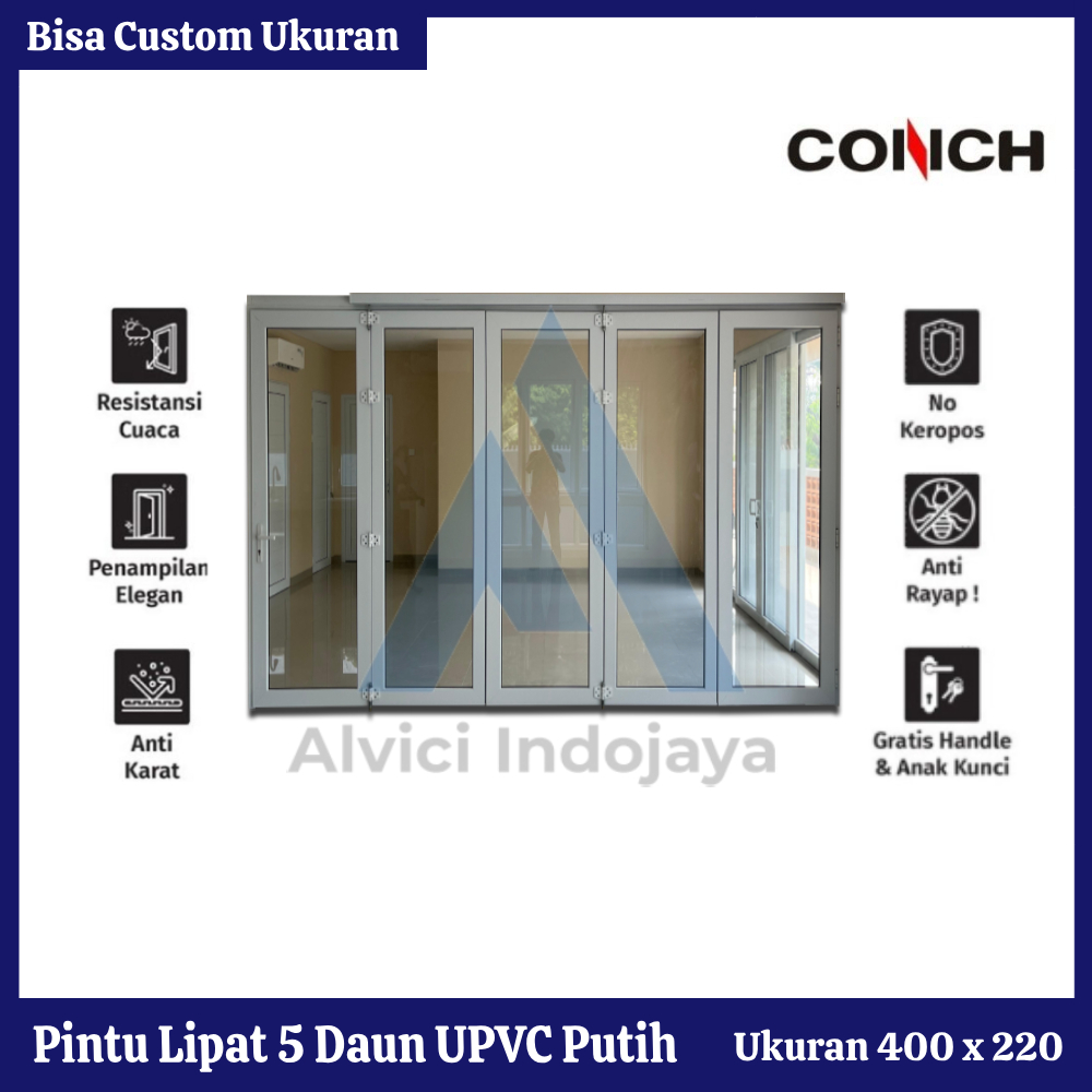 Pintu Lipat 5 Daun UPVC Conch