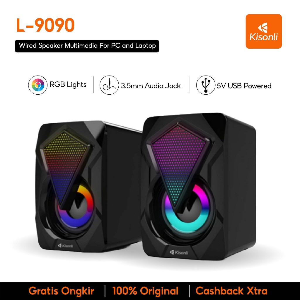 KISONLI Speaker Gaming Laptop Komputer L-9090 Led Rgb Light With Volume Control-1