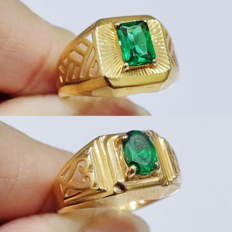 16K - Cincin Emas Pria Mata Hijau Kadar 70% - PJ