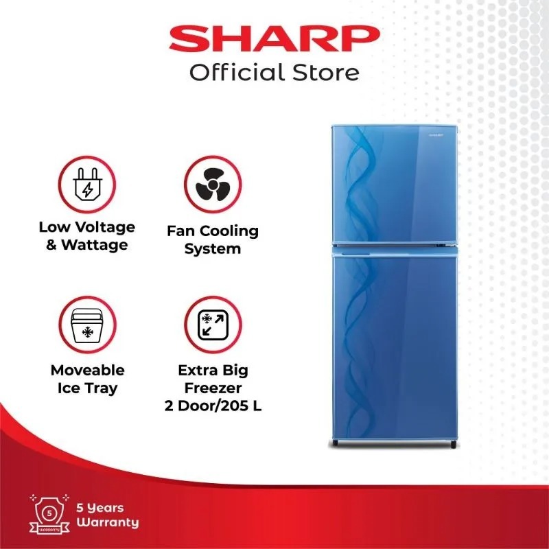 LEMARI ES SHARP SJ 237ND AB / KULKAS 2 PINTU SHARP SJ 237ND AB / SHARP SJ 237ND AB BIRU