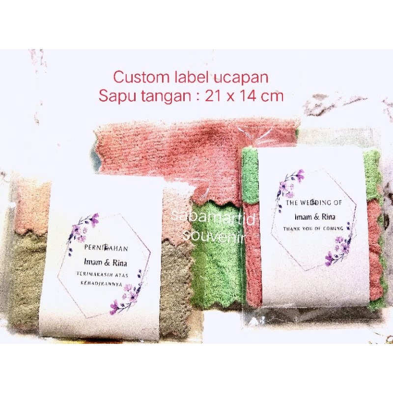 50 sapu tangan custom label kemas plastik