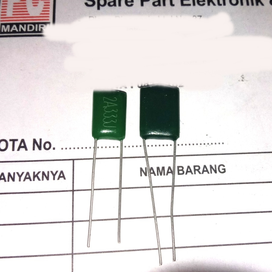 Kapasitor 2A333J 2A333J100V 333J 33Nf 100V 33 Nf Mylar Capacitor Pcmelebik54 Berkualitas