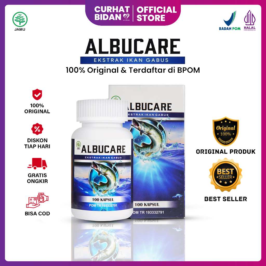 Albucare Kapsul Ekstrak Ikan Gabus Asli With Nano Technology 100% Original BPOM Halal MUI