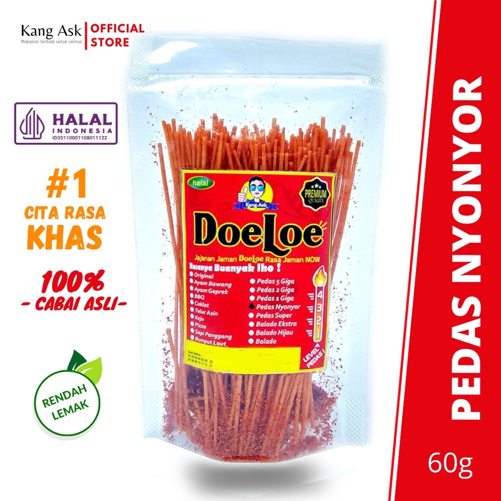 

Mie lidi Doeloe Rasa Spesial Pedas Nyonyor 60 gram Snack Kang Ask