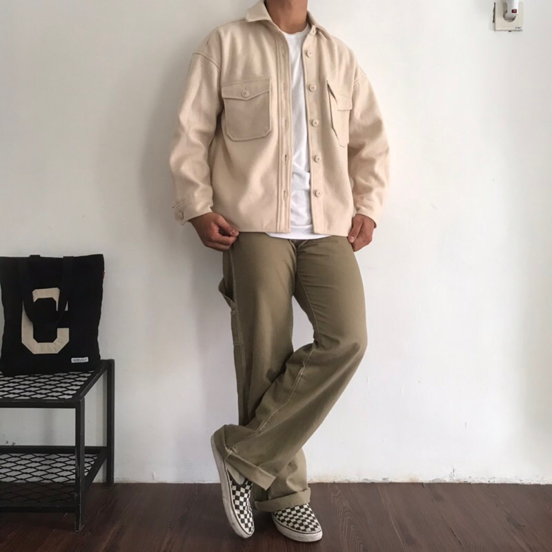 2pcs flannel biru & Coen Tokyo Japan 🇯🇵Overshirt Wool Four Pocket