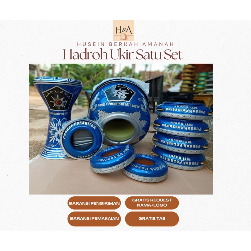 1 Set Rebana Hadroh Ukir Jepara(Biru)