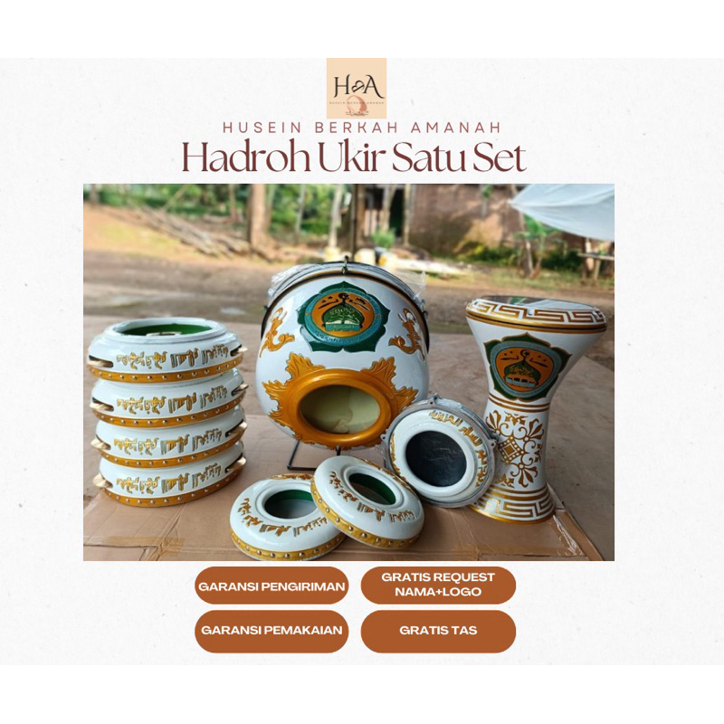 1 Set Hadroh Rebana Ukir Jepara(Putih)