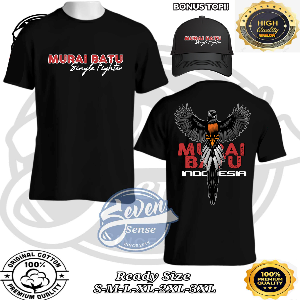 KAOS MURAI BATU SINGLE FIGHTER BONUS TOPI VARCITY APPAREL