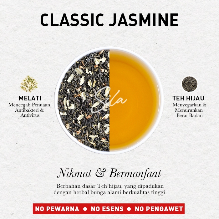 

Sila - Classic Jasmine - Daily Gourmet - Artisan Tea Blend - White Kraft - Teh Premium - Green Tea