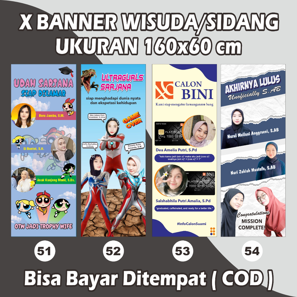 cetak spanduk wisuda dengan tiang x banner bahan flexy 280gsm sehari jadi