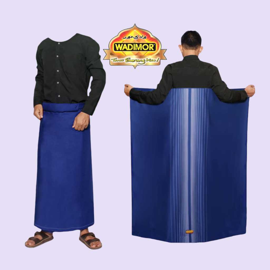 Sarung wadimor dewasa original asli biru polos tumpal