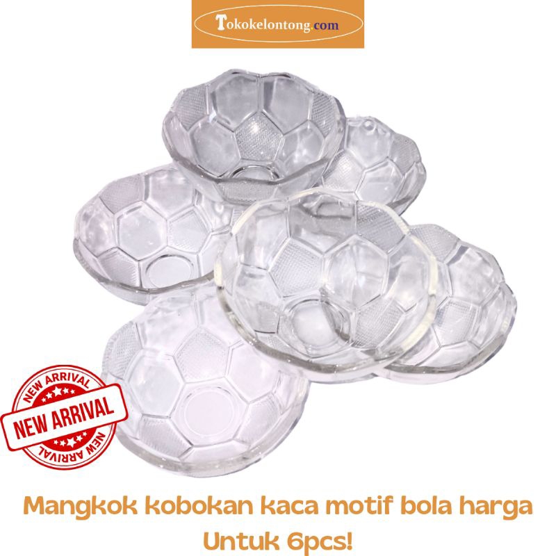 Mangkok kaca kobokan motif bola/mangkok kecil sambal/mangkok kecil kaca harga 6pcs