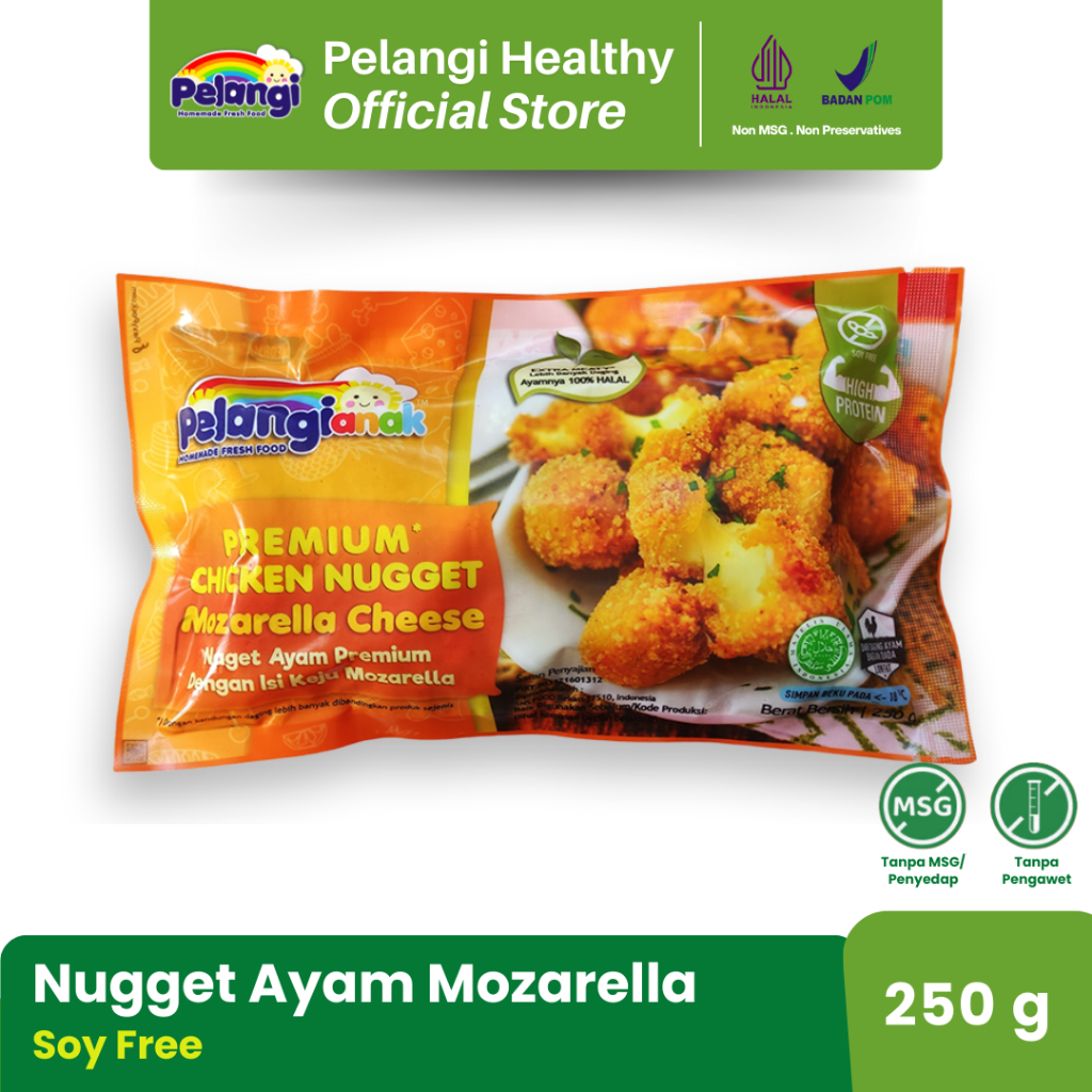 

PELANGI Nugget Ayam Mozarella Chicken Nugget Isi Keju Leleh - No MSG - No Preservatives - Halal BPOM