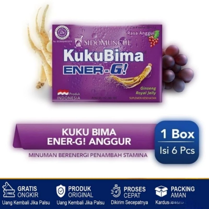 

Kuku Bima Energi 1 Box 5 Sachet-Menambah Stamina dan Menyegarkan Badan