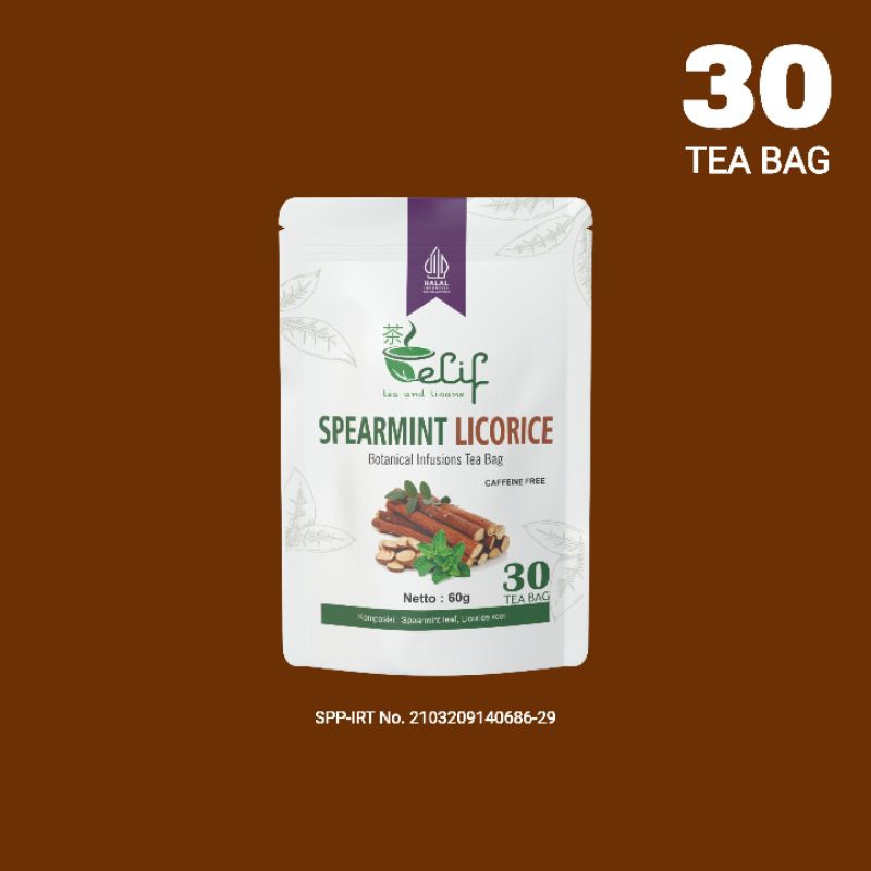 

ELIF TEA AND TISANE Spearmint Licorice Tea | Teh Spearmint Jerawat Asam Lambung | 30 Te Bag
