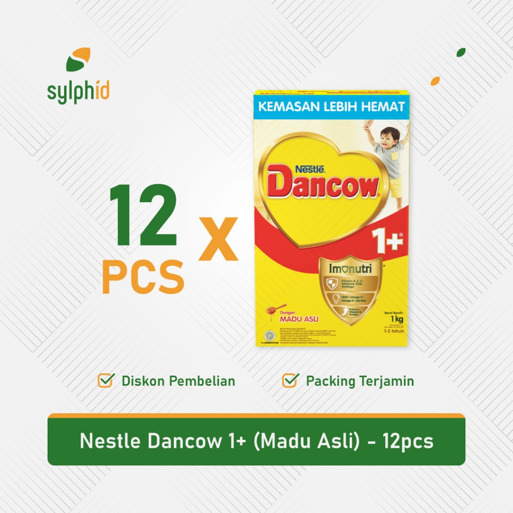 1 Dus Nestle Dancow 1+ 1kg Madu Asli / Susu Bubuk 1 Karton (12 pcs)