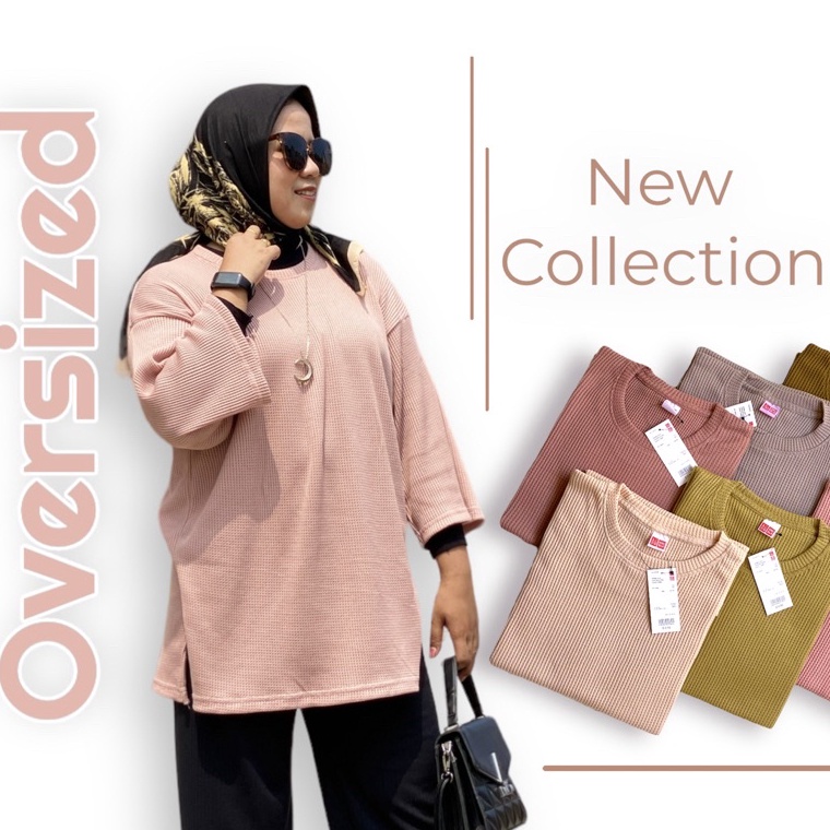 Tren Terbaru Kaos Oversized Waffle Hijab Friendly Lengan 78