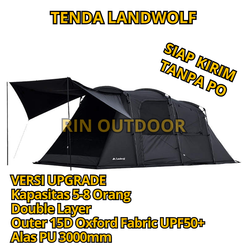 Landwolf Eclipta Tenda Tunnel Famili Kapasitas 5-8 Orang Warna Hitam