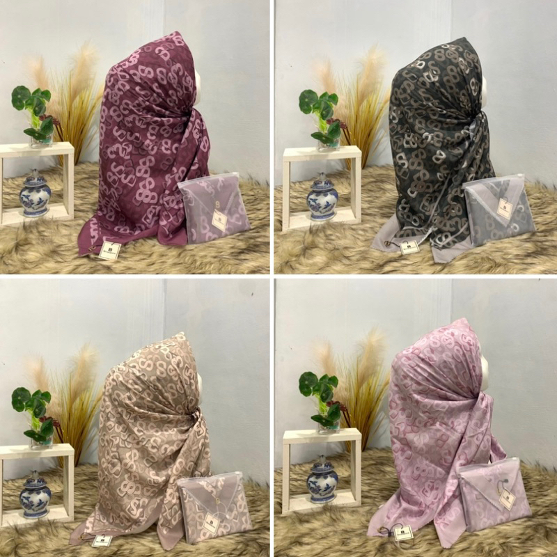 Jilbab Segi Empat Logo B premium