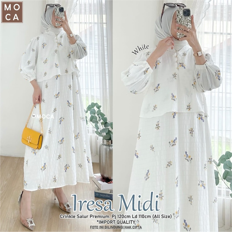 IRESA MIDI DRESS MOTIF MAT LAVANDA CRINKLE PREMIUM 2504