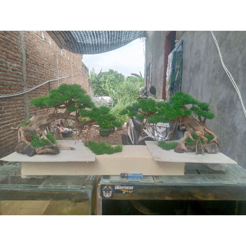 bonsai aquascape daun sintetis
