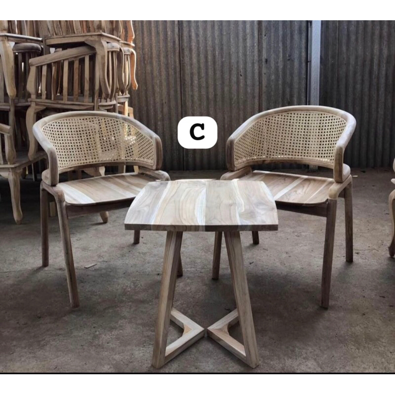 KURSI TERAS ROTAN DAN MEJA 1 SET / KURSI ROTAN TERAS / KURSI TAMU ROTAN