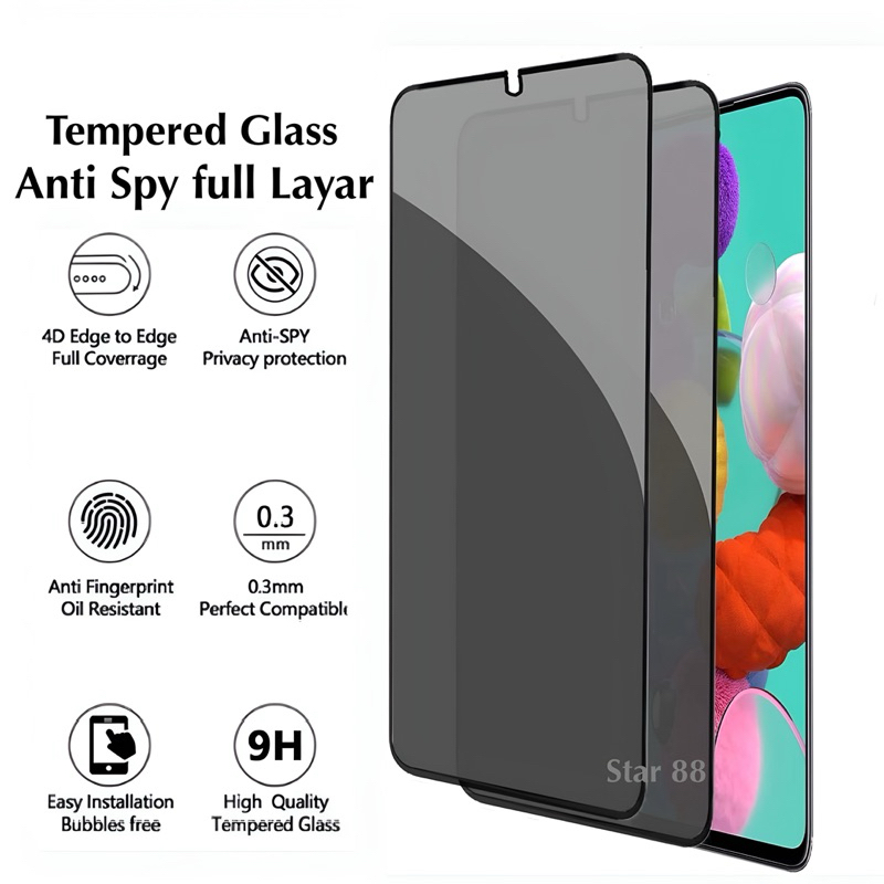 Tenpered Glass Anti Spy Full Layar REDMI NOTE 13 / REDMI NOTE 13 5G / REDMI NOTE 13 PRO / REDMI NOTE
