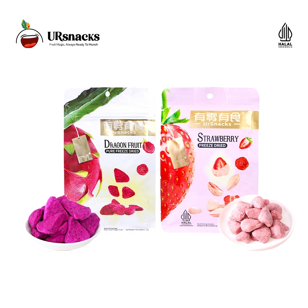 

URSNACKS Bundle Of 2 - Freeze Dried Keripik Sehat Strawberry + Dragon Fruit